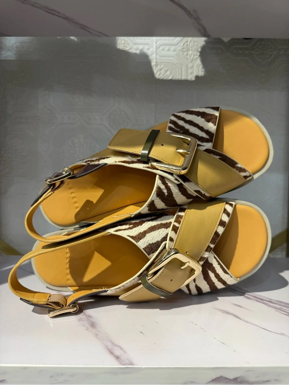 4ccccees Pila Juno - Zebra-Print Platform Sandals  with Buckle Accent